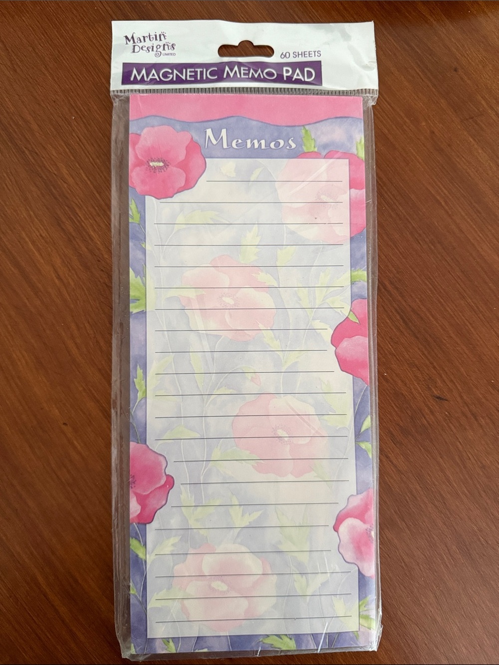 Martin Designs Magnetic Memo Pad - Pink Floral vintage